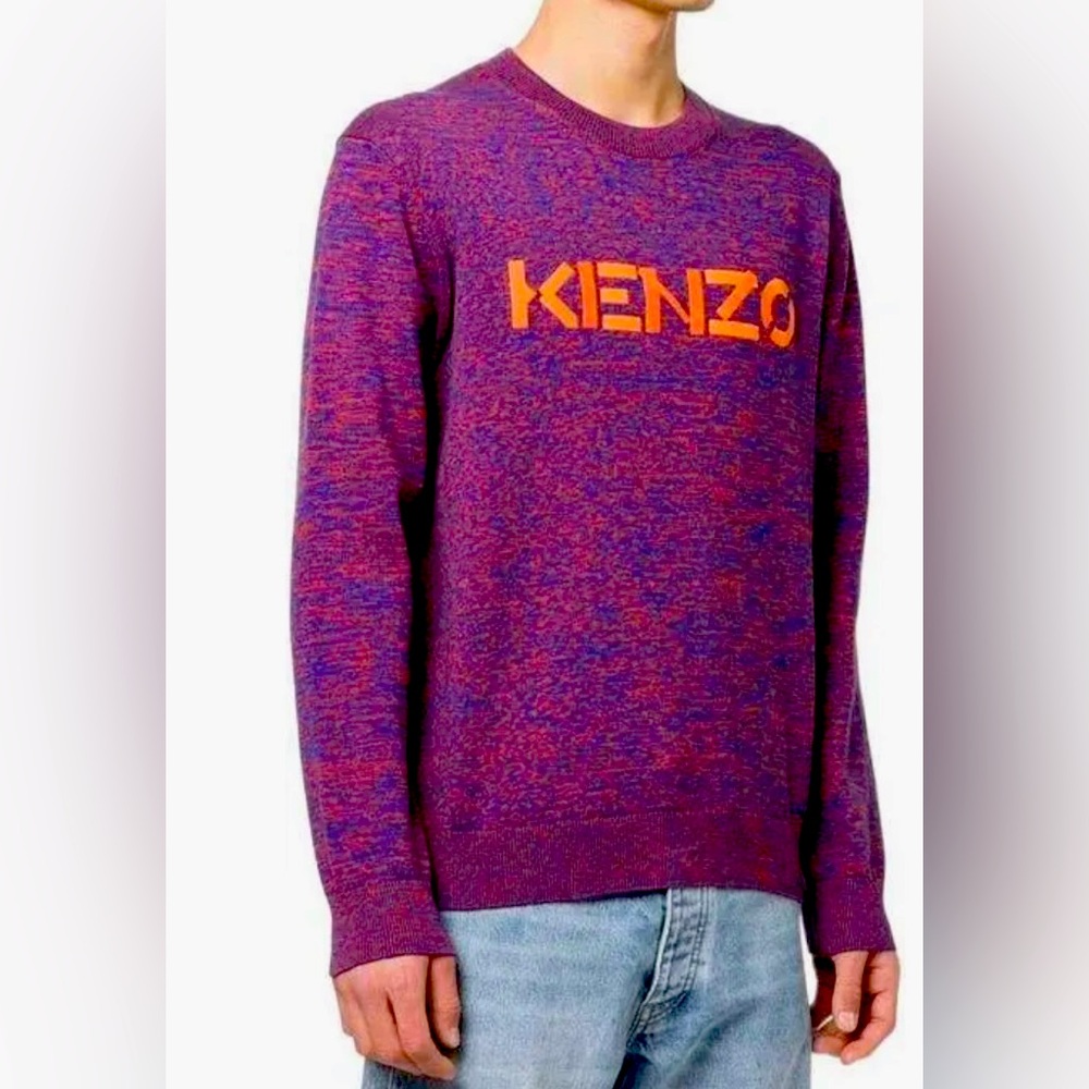 KENZO Men's Purple Logo-Print Cotton Sweater